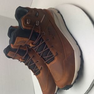 The North Face Vals Mid Brown Cafe Leather Waterproof Hiking Boots Mens Size 10